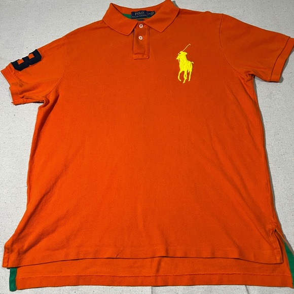 Polo Ralph Lauren Polo Shirt Mens Medium Custom Fit Big Pony Number3 Rugby *FLAW - Picture 2 of 8